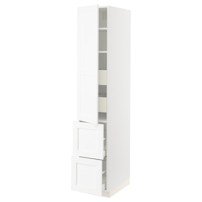 SEKTION / MAXIMERA Gabinete alto+prta/2 frentes/4 cjn, blanco Enköping/blanco efecto madera, 15x24x80 "
