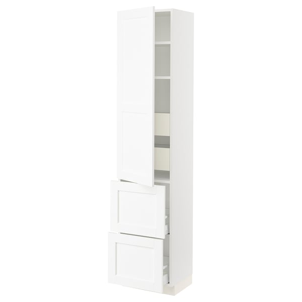 SEKTION / MAXIMERA Gabinete alto+prta/2 frentes/4 cjn, blanco Enköping/blanco efecto madera, 18x15x80 "