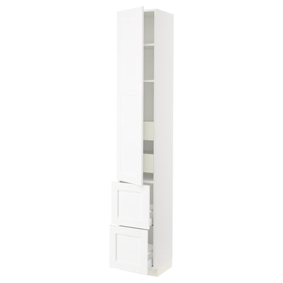 SEKTION / MAXIMERA Gabinete alto+prta/2 frentes/4 cjn, blanco Enköping/blanco efecto madera, 15x15x90 "