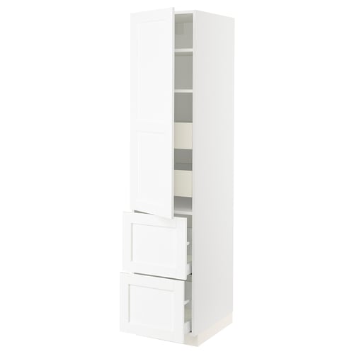 SEKTION / MAXIMERA Gabinete alto+prta/2 frentes/4 cjn, blanco Enköping/blanco efecto madera, 18x24x80 "