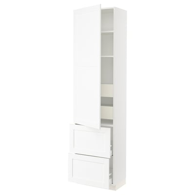 SEKTION / MAXIMERA Gabinete alto+prta/2 frentes/4 cjn, blanco Enköping/blanco efecto madera, 24x15x90 "