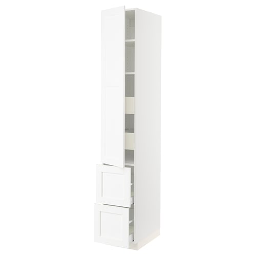 SEKTION / MAXIMERA Gabinete alto+prta/2 frentes/4 cjn, blanco Enköping/blanco efecto madera, 15x24x90 "