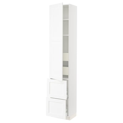 SEKTION / MAXIMERA Gabinete alto+prta/2 frentes/4 cjn, blanco Enköping/blanco efecto madera, 18x15x90 "