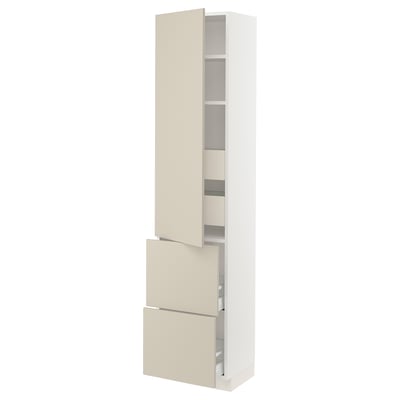 SEKTION / MAXIMERA Gabinete alto+prta/2 frentes/4 cjn, blanco/Havstorp beige, 18x15x80 "