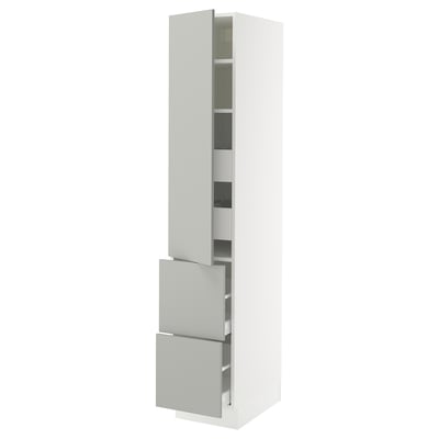 SEKTION / MAXIMERA Gabinete alto+prta/2 frentes/4 cjn, blanco/Havstorp gris claro, 15x24x80 "