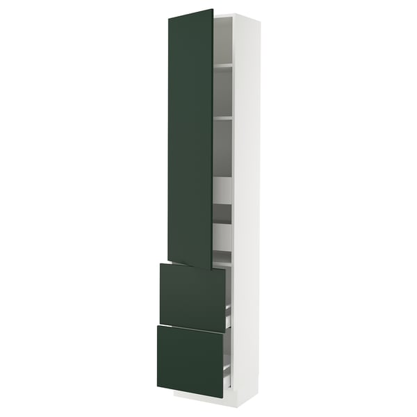 SEKTION / MAXIMERA Gabinete alto+prta/2 frentes/4 cjn, blanco/Havstorp verde oscuro, 18x15x90 "