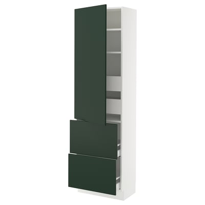 SEKTION / MAXIMERA Gabinete alto+prta/2 frentes/4 cjn, blanco/Havstorp verde oscuro, 24x15x80 "