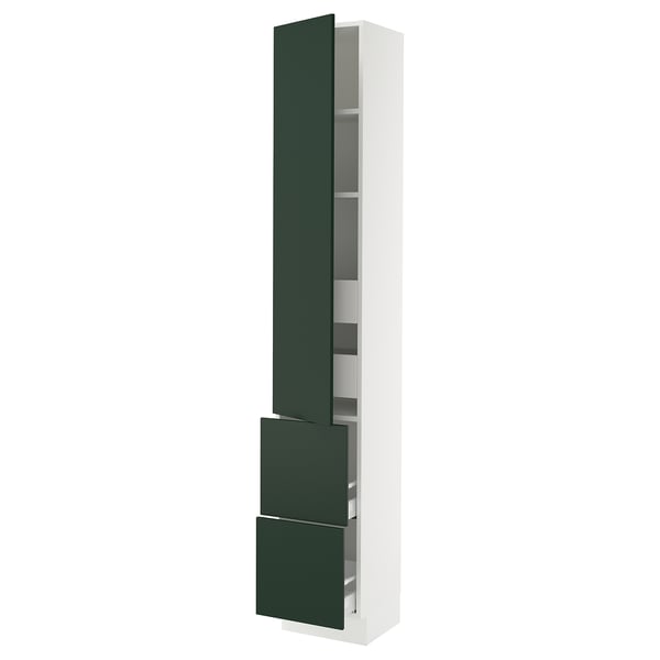 SEKTION / MAXIMERA Gabinete alto+prta/2 frentes/4 cjn, blanco/Havstorp verde oscuro, 15x15x90 "