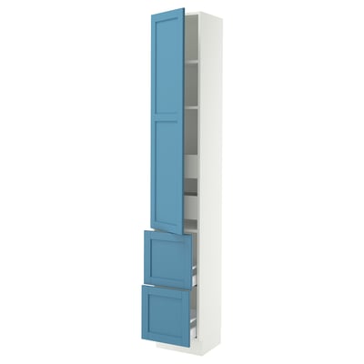 SEKTION / MAXIMERA Gabinete alto+prta/2 frentes/4 cjn, blanco/Lerhyttan azul, 15x15x90 "