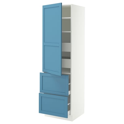 SEKTION / MAXIMERA Gabinete alto+prta/2 frentes/4 cjn, blanco/Lerhyttan azul, 24x24x80 "
