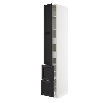 SEKTION / MAXIMERA Gabinete alto+prta/2 frentes/4 cjn, blanco/Lerhyttan teñido en negro, 15x24x90 "
