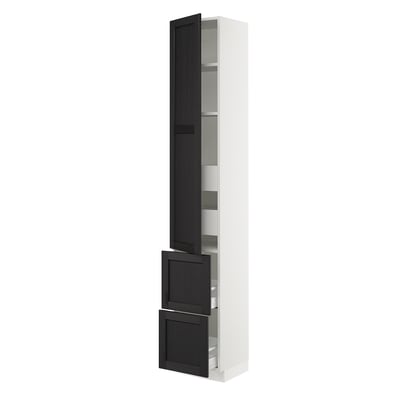 SEKTION / MAXIMERA Gabinete alto+prta/2 frentes/4 cjn, blanco/Lerhyttan teñido en negro, 15x15x90 "