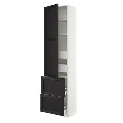 SEKTION / MAXIMERA Gabinete alto+prta/2 frentes/4 cjn, blanco/Lerhyttan teñido en negro, 24x15x90 "