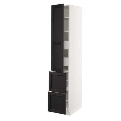 SEKTION / MAXIMERA Gabinete alto+prta/2 frentes/4 cjn, blanco/Lerhyttan teñido en negro, 15x24x80 "