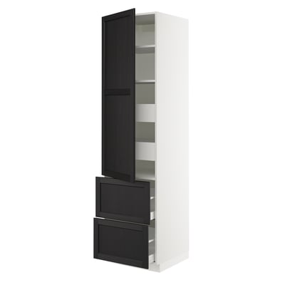 SEKTION / MAXIMERA Gabinete alto+prta/2 frentes/4 cjn, blanco/Lerhyttan teñido en negro, 24x24x90 "