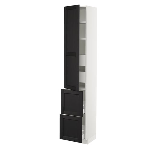 SEKTION / MAXIMERA Gabinete alto+prta/2 frentes/4 cjn, blanco/Lerhyttan teñido en negro, 15x15x80 "