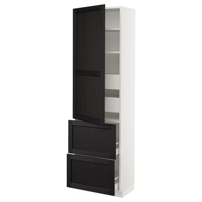 SEKTION / MAXIMERA Gabinete alto+prta/2 frentes/4 cjn, blanco/Lerhyttan teñido en negro, 24x15x80 "