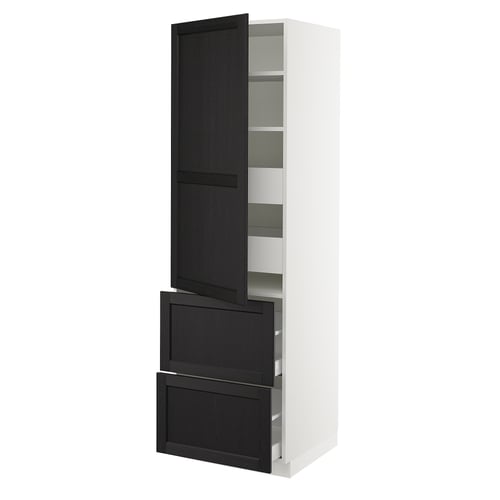 SEKTION / MAXIMERA Gabinete alto+prta/2 frentes/4 cjn, blanco/Lerhyttan teñido en negro, 24x24x80 "
