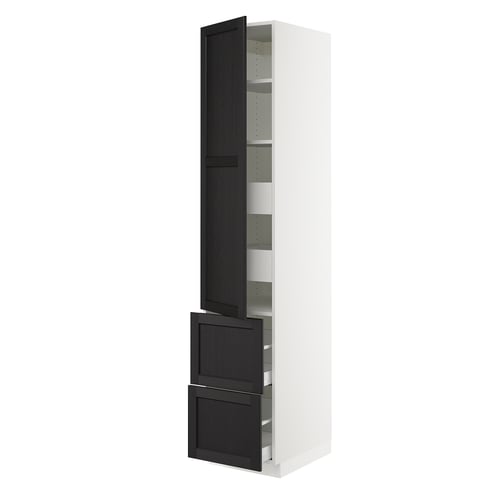 SEKTION / MAXIMERA Gabinete alto+prta/2 frentes/4 cjn, blanco/Lerhyttan teñido en negro, 18x24x90 "