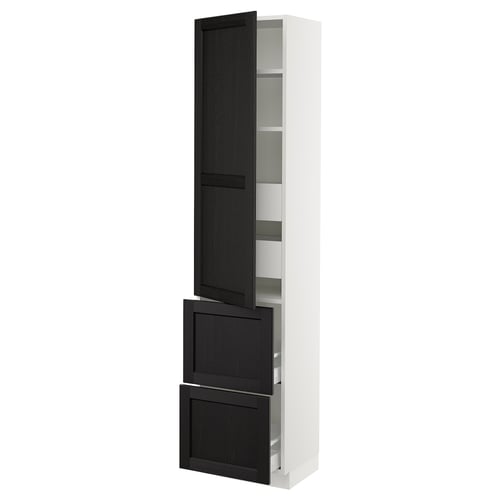 SEKTION / MAXIMERA Gabinete alto+prta/2 frentes/4 cjn, blanco/Lerhyttan teñido en negro, 18x15x80 "