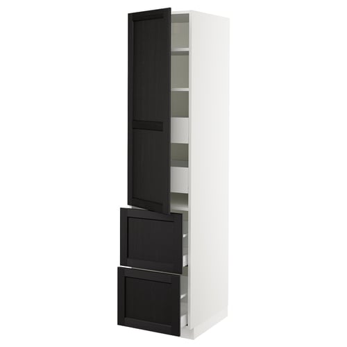 SEKTION / MAXIMERA Gabinete alto+prta/2 frentes/4 cjn, blanco/Lerhyttan teñido en negro, 18x24x80 "