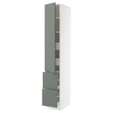 SEKTION / MAXIMERA Gabinete alto+prta/2 frentes/4 cjn, blanco/Nickebo verde grisáceo mate, 15x24x90 "