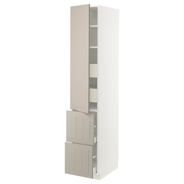 SEKTION / MAXIMERA Gabinete alto+prta/2 frentes/4 cjn, blanco/Stensund beige, 15x24x80 "