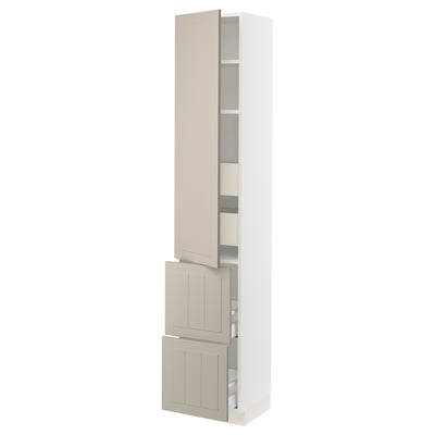 SEKTION / MAXIMERA Gabinete alto+prta/2 frentes/4 cjn, blanco/Stensund beige, 15x15x80 "