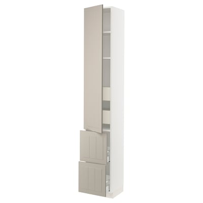 SEKTION / MAXIMERA Gabinete alto+prta/2 frentes/4 cjn, blanco/Stensund beige, 15x15x90 "