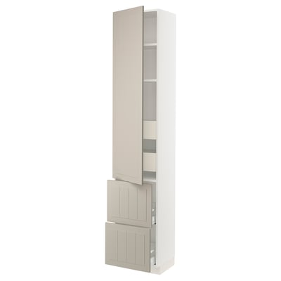 SEKTION / MAXIMERA Gabinete alto+prta/2 frentes/4 cjn, blanco/Stensund beige, 18x15x90 "