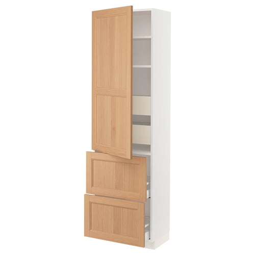 SEKTION / MAXIMERA Gabinete alto+prta/2 frentes/4 cjn, blanco/Vedhamn roble, 24x15x80 "