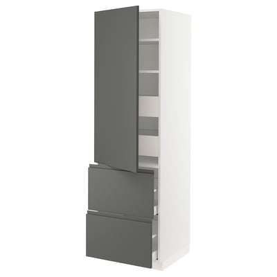 SEKTION / MAXIMERA Gabinete alto+prta/2 frentes/4 cjn, blanco/Voxtorp gris oscuro, 24x24x80 "