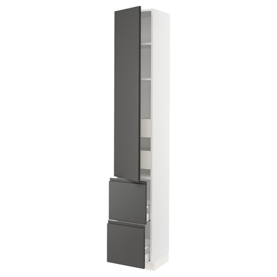 SEKTION / MAXIMERA Gabinete alto+prta/2 frentes/4 cjn, blanco/Voxtorp gris oscuro, 15x15x90 "