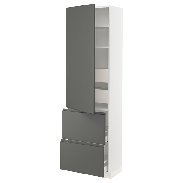 SEKTION / MAXIMERA Gabinete alto+prta/2 frentes/4 cjn, blanco/Voxtorp gris oscuro, 24x15x80 "