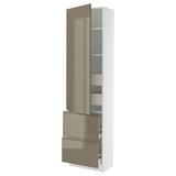 SEKTION / MAXIMERA Gabinete alto+prta/2 frentes/4 cjn, blanco/Voxtorp marrón grisáceo oscuro alto brillo, 24x15x90 "