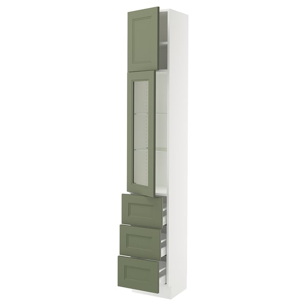 SEKTION / MAXIMERA Gabinete alto+prta vdr/3 cjn/1 prta, blanco/Axstad gris-verde, 15x15x90 "