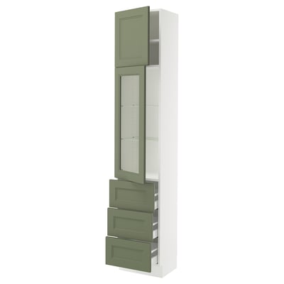 SEKTION / MAXIMERA Gabinete alto+prta vdr/3 cjn/1 prta, blanco/Axstad gris-verde, 18x15x90 "
