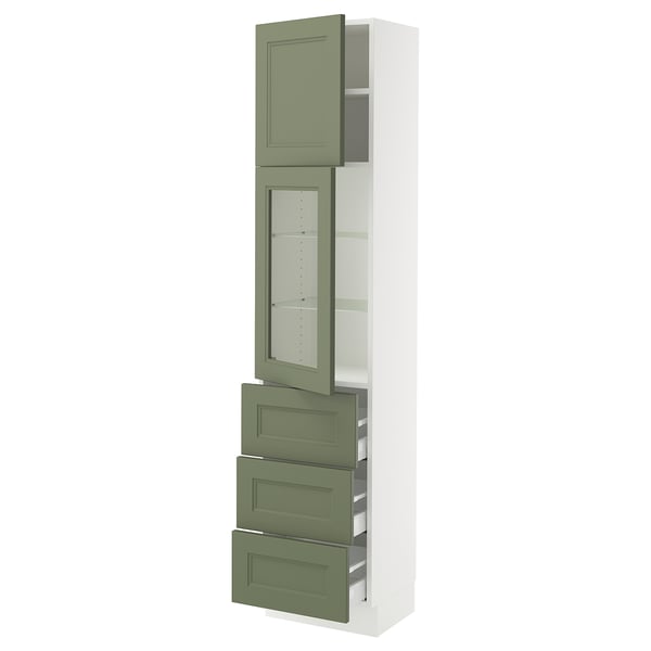 SEKTION / MAXIMERA Gabinete alto+prta vdr/3 cjn/1 prta, blanco/Axstad gris-verde, 18x15x80 "