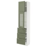 SEKTION / MAXIMERA Gabinete alto+prta vdr/3 cjn/1 prta, blanco/Axstad gris-verde, 18x15x80 "