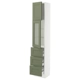 SEKTION / MAXIMERA Gabinete alto+prta vdr/3 cjn/1 prta, blanco/Axstad gris-verde, 15x15x80 "