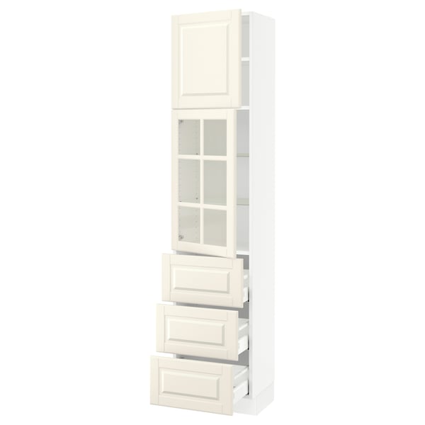 SEKTION / MAXIMERA Gabinete alto+prta vdr/3 cjn/1 prta, blanco/Bodbyn color hueso, 18x15x80 "