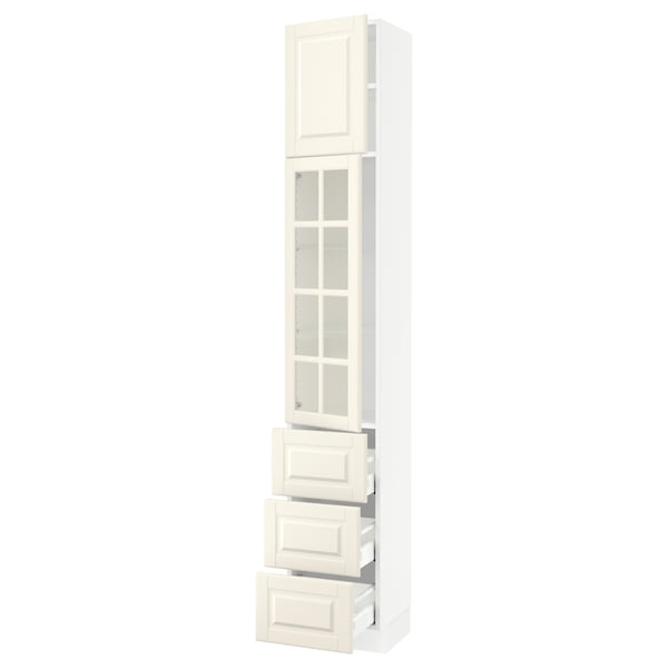 SEKTION / MAXIMERA Gabinete alto+prta vdr/3 cjn/1 prta, blanco/Bodbyn color hueso, 15x15x90 "