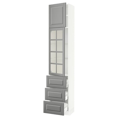 SEKTION / MAXIMERA Gabinete alto+prta vdr/3 cjn/1 prta, blanco/Bodbyn gris, 18x15x90 "