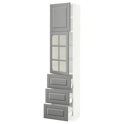 SEKTION / MAXIMERA Gabinete alto+prta vdr/3 cjn/1 prta, blanco/Bodbyn gris, 18x15x80 "