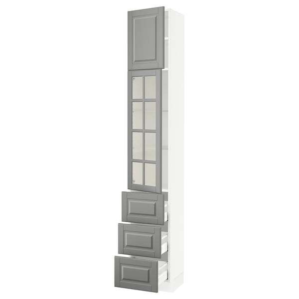 SEKTION / MAXIMERA Gabinete alto+prta vdr/3 cjn/1 prta, blanco/Bodbyn gris, 15x15x90 "