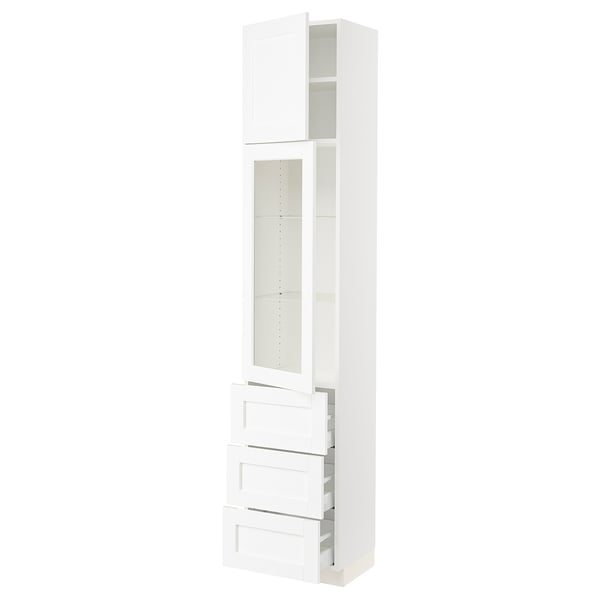 SEKTION / MAXIMERA Gabinete alto+prta vdr/3 cjn/1 prta, blanco Enköping/blanco efecto madera, 18x15x90 "