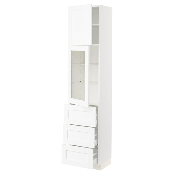 SEKTION / MAXIMERA Gabinete alto+prta vdr/3 cjn/1 prta, blanco Enköping/blanco efecto madera, 18x15x80 "