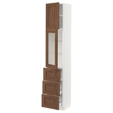 SEKTION / MAXIMERA Gabinete alto+prta vdr/3 cjn/1 prta, blanco Enköping/marrón efecto de nogal, 15x15x80 "