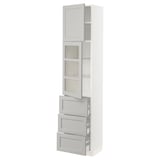 SEKTION / MAXIMERA Gabinete alto+prta vdr/3 cjn/1 prta, blanco/Lerhyttan gris claro, 18x15x80 "