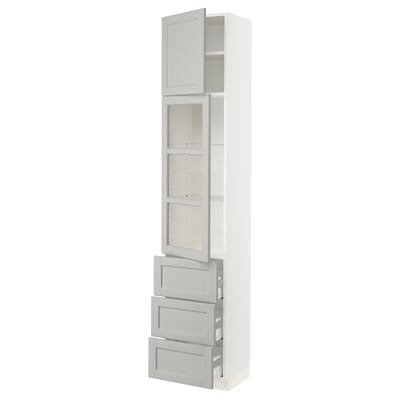 SEKTION / MAXIMERA Gabinete alto+prta vdr/3 cjn/1 prta, blanco/Lerhyttan gris claro, 18x15x90 "